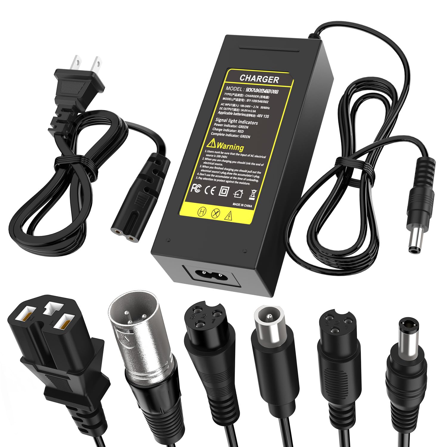 Amazon.com: 54.6V 2A Fast Charger 7 in 1 Plugs Universal for 48V